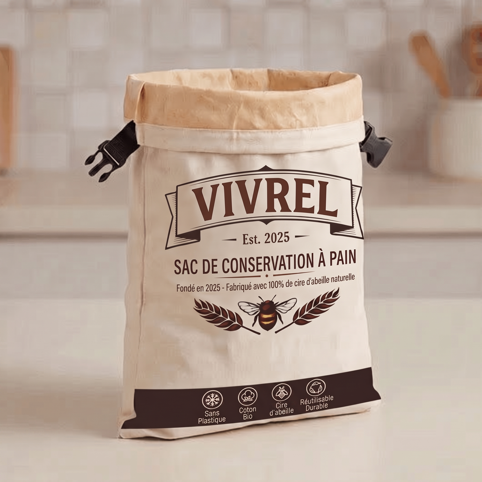 Sachet à pain en cire d'abeille Vivrel™
