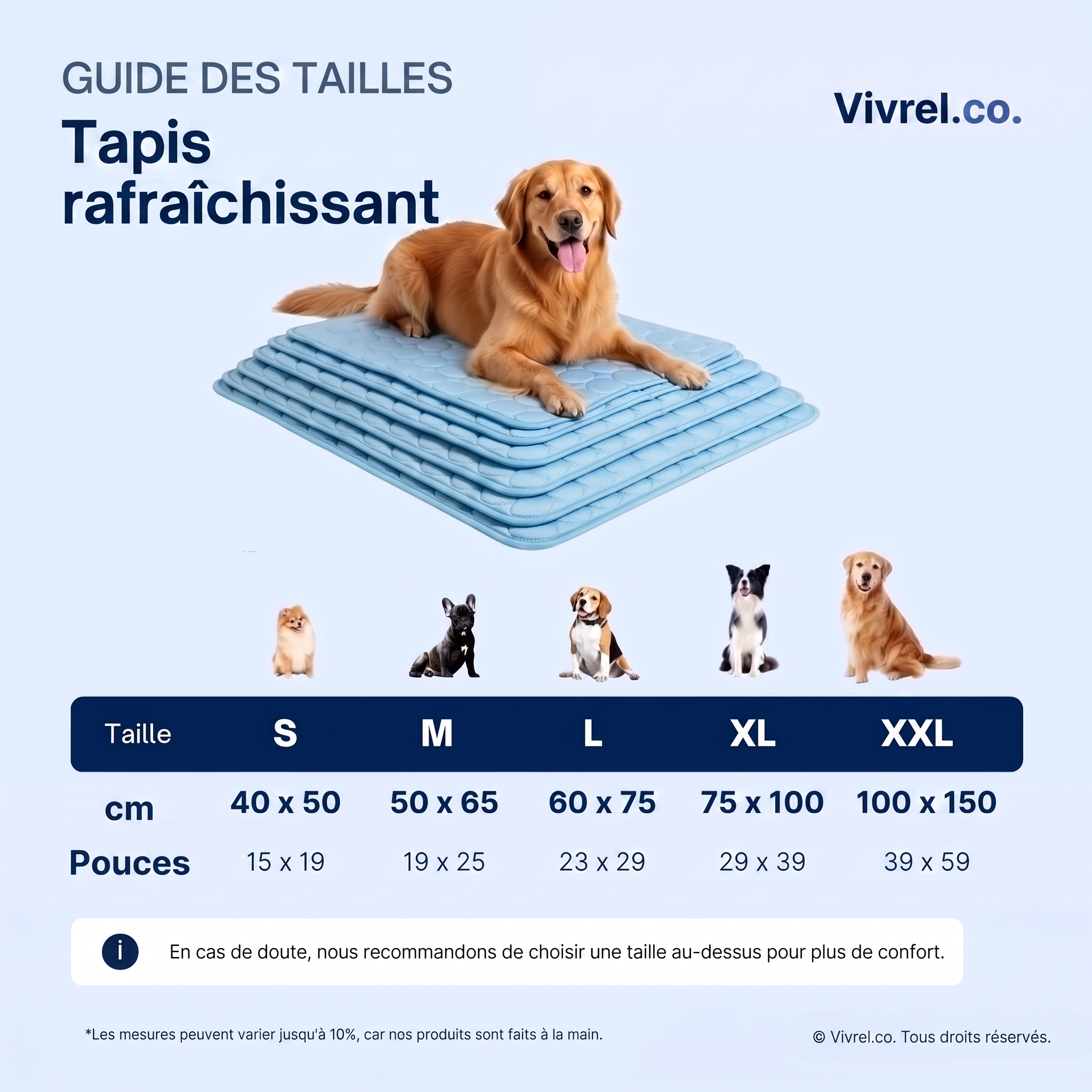 Tapis de refroidissement pour chien Vivrel™